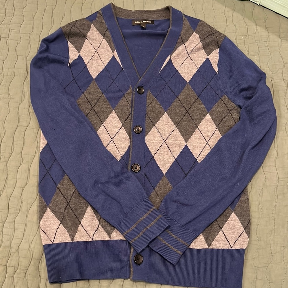 Banana Republic Button Down Argyle Sweater